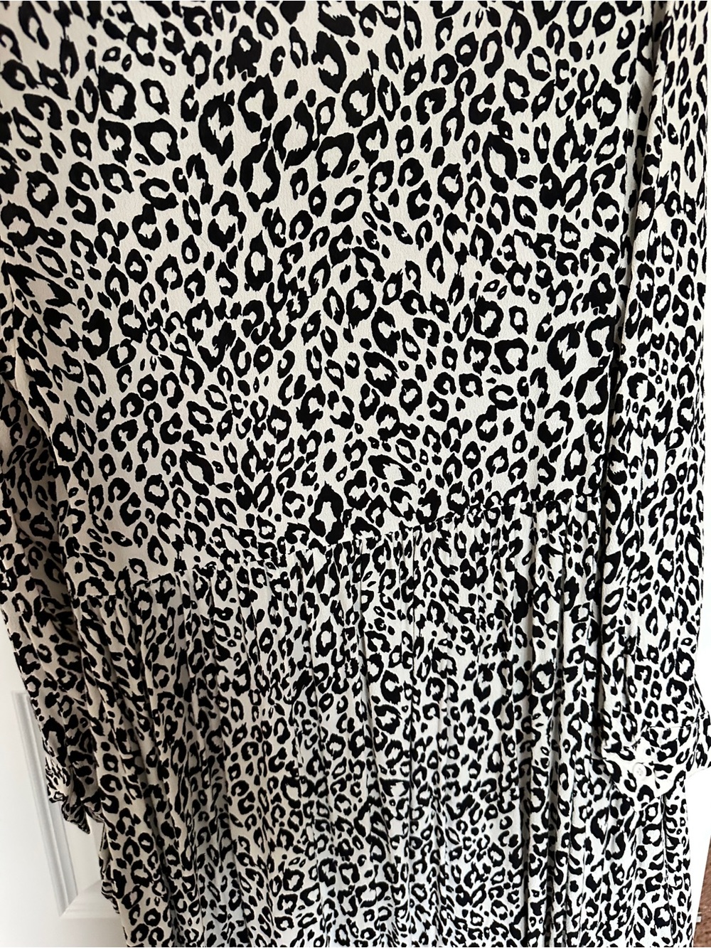 Anthropologie Black & White Leopard Print Midi Dress - Picture 3 of 5